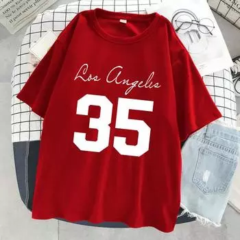 Лос-Анджелес Джерси номер 35 футболка с принтом женские уличные футболки в стиле Харадзюку индивидуальная футболка в стиле хип-хоп дышащая футболка с коротким рукавом