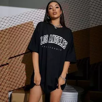 Лос-Анджелес уличные футболки с индивидуальным принтом женские дышащие топы с круглым вырезом свободная футболка большого размера летняя футболка XS белый