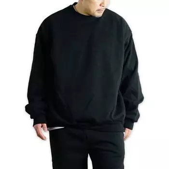 [Los Angeles Apparel] HF07 14 унций плотный флисовый свитшот с круглым вырезом черный M