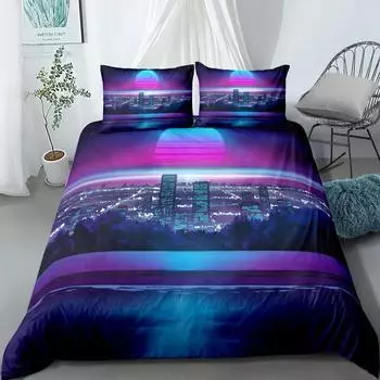 Los Angels Neon Duvet Cover Set UK Single Double King US Twin Full Queen Bed Set EU Single 135x200cm