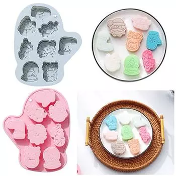 Лось Белл Рождественская тема Противень для выпечки Санта-Клауса Силиконовая форма для рождественских перчаток снеговика Форма