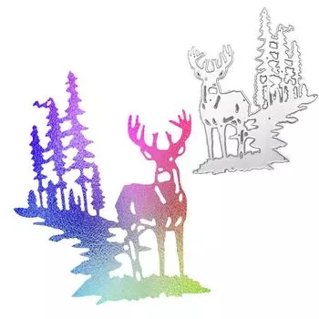 Лось на склоне холма, металлические стальные режущие штампы, трафареты для скрапбукинга, ремесленные штампы, 3D DIY, изготовление фестивальных карт серебряный
