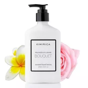 Лосьон для рук Kimirica Bouquet с полезными свойствами плюмерии и розы, 100% веганский продукт и без парабенов, (Франжипани и роза)