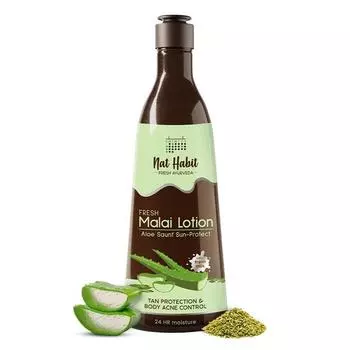 Лосьон для тела Nat Habit Fresh Whipped, лосьон для защиты от солнца Aloe Saunf Malai, увлажняющий крем Detan, контроль акне на теле и увлажнение на 24 часа, 250 мл (Пакет из 1)