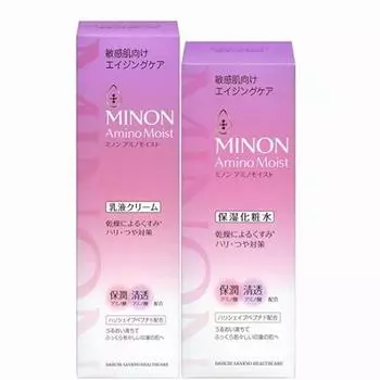 Лосьон для ухода за кожей с эффектом старения Milk Minon Amino Moist 150 мл, молочный крем 100 г [Лосьон + Крем] + (4987107628947+4987107628961)