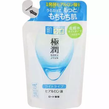Лосьон Hada Labo Gokujun Hyaluronic Acid Light Type содержит 3 типа гиалуроновой кислоты, сменный блок 170 мл, набор из 4 штук