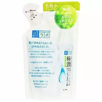Лосьон Hada Labo Gokujun Hyaluronic Acid Light Type содержит 3 типа гиалуроновой кислоты, сменный блок 170 мл, набор из 5 штук
