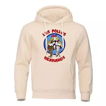 LOS POLLOS Hermanos Мужские толстовки с капюшоном Свободный пуловер с буквенным принтом Мужские толстовки с капюшоном Chicken Brothers S