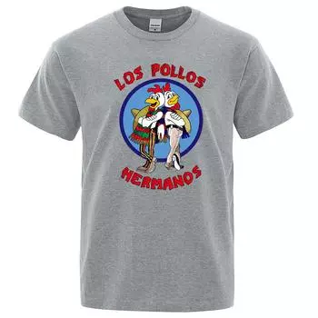 LOS POLLOS Hermanos забавная футболка с принтом, мужская модная повседневная футболка с короткими рукавами, летняя хлопковая дышащая футболка Chicken Brothers Tee L серый