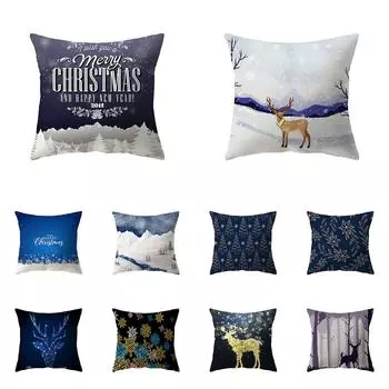 Лось Снежинка Рождественская тема с принтом Чехлы для подушек Домашняя гостиная Украшение дивана Подушка Наволочка 40X40CM