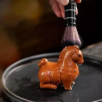 Лошадь Чай Домашнее животное Фиолетовая Глина Китайский Стиль Украшения Яркое Изображение Пони Дзен Украшения чёрный