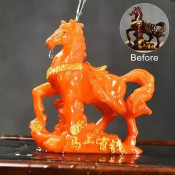 Лошадь Чай Pet Скульптура Смола Цветоизменяющий Лошадь Украшение Высокотемпературный Денежный Символ База зелёный