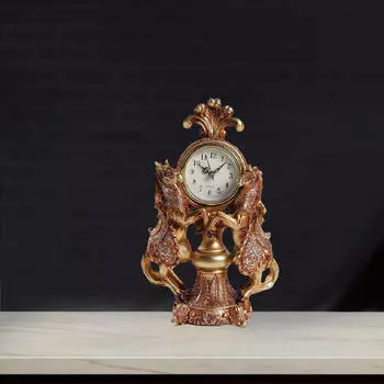 Лошадь Часы Настольная Статуя Ремесла Украшения Коллекция Смолы Животное Настольная Фигурка для