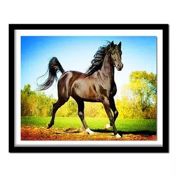 Лошадь, полная, алмазная вышивка, животное, сделай сам, алмазная живопись, вышивка крестиком, рукоделие, круглый горный хрусталь 20X30CM