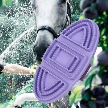 Лошадиная щетка, скребущий инструмент Прочный удобный захват Легкий портативный конный массаж серый