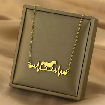 Лошадиное сердцебиение, электрокардиограмма, ожерелье, леди, личность, простые уличные аксессуары, ювелирные изделия, подарок золотой