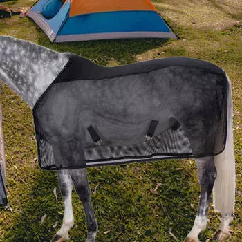 Лошадиный чехол от мух Регулируемые ремни для тела Защита от укусов лошадей Удобный стандартный отпугиватель для посадки