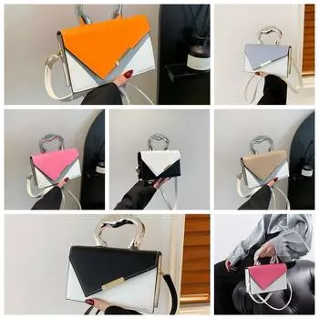 Лоскутная цветная роскошная сумка через плечо с металлической ручкой, маленькая сумка-мессенджер в уличном стиле синий