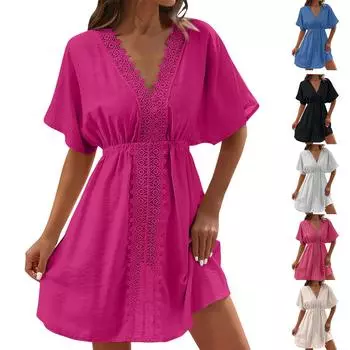 Лоскутное бикини из ледяного шелка и пляжное платье L бежевый