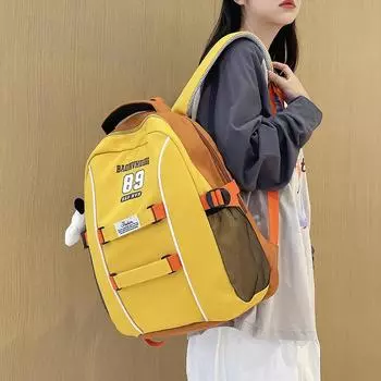 Лоскутное письмо Младший старший школьник Школьный рюкзак большой емкости Многофункциональный рюкзак красный