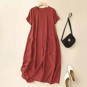 Лоскутное платье Платье из жаккарда Ice Silk M красный