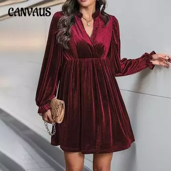 Лоскутное платье с длинным рукавом, бархатные платья для женщин на осень и зиму S бордовый
