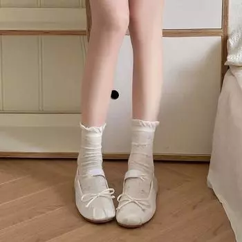 Лоскутные банты полые носки женские чулочно-носочные изделия летние носки в стиле балеткор леди серый