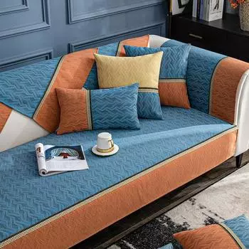 Лоскутные чехлы для диванов класса люкс для гостиной, 3-местный, шенилловый, текстурированный, чехол для дивана, нескользящий, подлокотник, чехол для двухместного дивана, L-образный Cushion cover30x50cm оранжевый