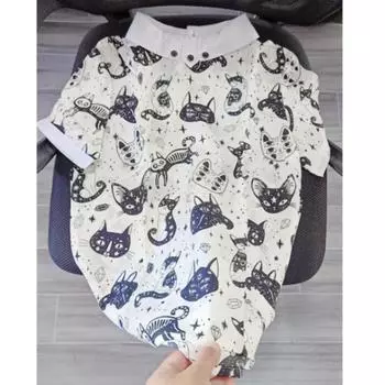 Лоскутные цветные блузки и рубашки с воротником-лацканом, белые топы с принтом кота, распродажа женской продукции в наличии S белый