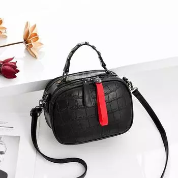 Лоскутные сумки на плечо женские высококачественные кожаные сумки-портфели контрастного цвета сумочки-кошельки сумка-мессенджер через плечо чёрный