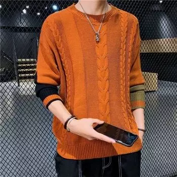 Лоскутный мужской зимний свитер модный свитер мужской вязаный теплый свитер мужской пуловер вязаный топ осень зима новый M чёрный