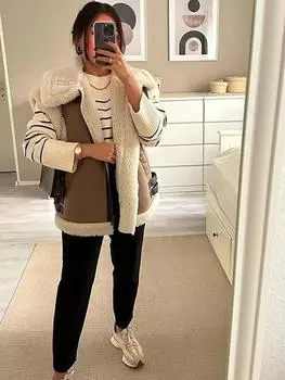 Лоскутный утолщенный меховой женский жилет с лацканами, осенне-зимний флисовый топ из искусственной кожи, винтажная женская куртка без рукавов с вышивкой XS коричневый