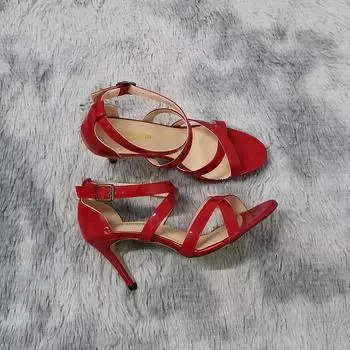LOSLANDIFEN/новые пикантные женские босоножки, женские босоножки на высоком каблуке с острым носком 9 см, с перекрестной завязкой, вечерние туфли на шпильке, под платье, свадебные туфли 35 красный