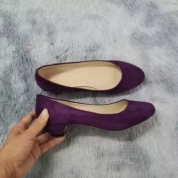 LOSLANDIFEN/Новые туфли из флока на высоком каблуке, женские толстые женские туфли-лодочки, вечерние женские туфли на платформе с острым носком 35 красный