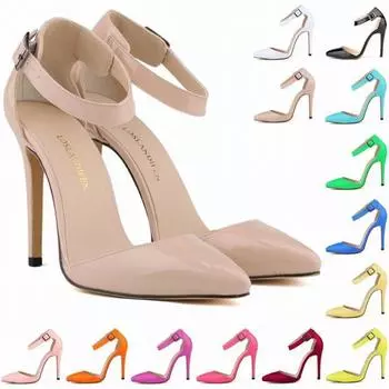 LOSLANDIFEN остроносые женские туфли-лодочки телесного цвета на шпильках сексуальные женские туфли на высоком каблуке с ремешком на щиколотке для свадебной вечеринки 35 оранжевый