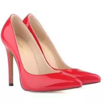 Туфли-лодочки большого размера для женщин с острым носком, лакированные туфли на высоком каблуке, нарядные, свадебные туфли, на тонком каблуке, простые женские туфли-лодочки 35 оранжевый