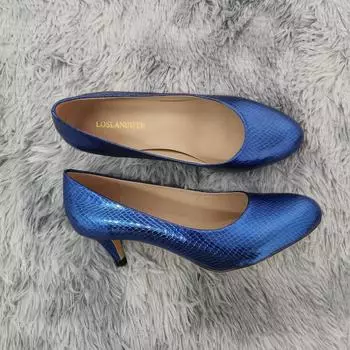 LOSLANDIFEN Женская обувь Женские туфли-лодочки Новые туфли на высоком каблуке с твердым наконечником Женские туфли Zapatos Mujer Офисные туфли на среднем каблуке 35 чёрный