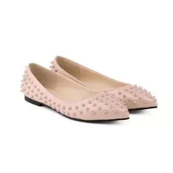 LOSLANDIFEN/женские роскошные сексуальные туфли-лодочки из искусственной кожи с острым носком на плоской подошве с заклепками 35 белый