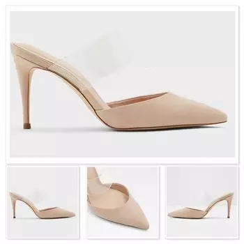 LOSLANDIFEN/женские сандалии, пикантные прозрачные свадебные туфли на тонком высоком каблуке с острым носком 9 см, черные, телесные, однотонные свадебные туфли для девочек 35 розовый