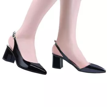 LOSLANDIFEN женские туфли-лодочки с ремешком на щиколотке на квадратном каблуке для леди сексуальные острые носки высокие вечерние туфли женские туфли 35 чёрный