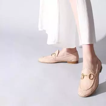 Лососевые балетки из натуральной кожи