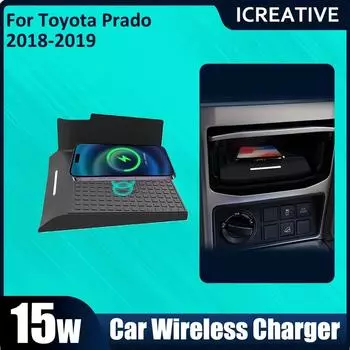 Lossless design ExclusivCar Wireless Charger Phone Car Charger Fast Charge For Toyota Prado 2018 2019 Interior CarAccessories чёрный