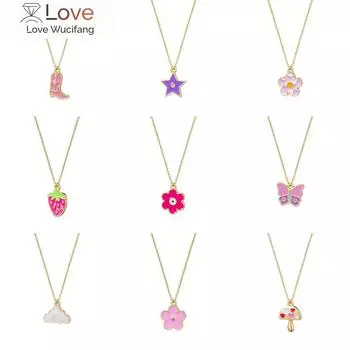 Lost Lady Новая мода Цветок Клубника Гриб Леди Подвеска Ожерелье Тот же Подарок На День Рождения Сплав Ювелирные Изделия Оптовая Прямые Продажи