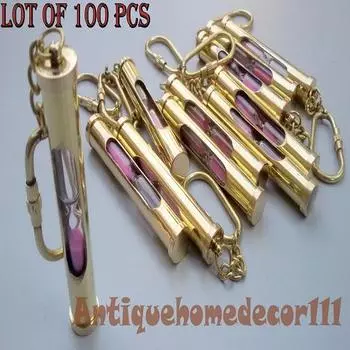 Лот из 100 шт. ручной работы из твердой латуни песочный таймер брелок кольцо коллекционный подарок