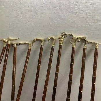 Лот из 10 деревянных тростей в винтажном стиле, латунная ручка разных типов, латунная ручка, подарочный товар, полезная деревянная палка для унисекс