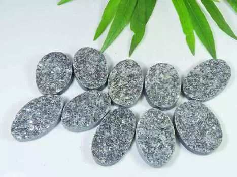 Лот из 10 драгоценных камней-кабошонов AAA Black Mica Druzy Oval Shape 28-33MM RQ-2754