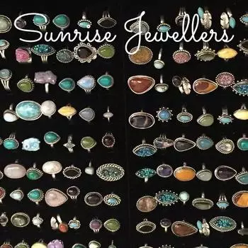 Лот из 1 шт. колец с бирюзой и смешанными драгоценными камнями, покрытых серебром 925 пробы Free Size синий