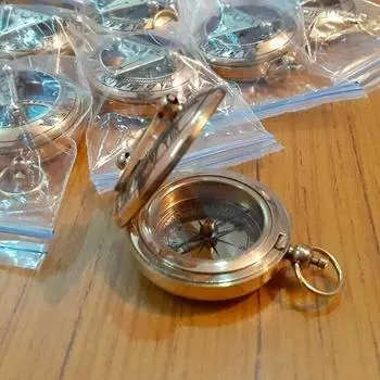 Лот из 20 латунных антикварных морских кнопочных солнечных часов компаса