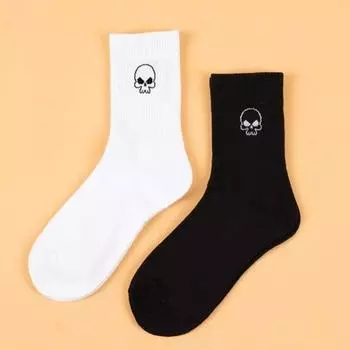 Лот из 2 пар мужских носков средней длины Уличный спорт Хип-хоп Индивидуальность Высококачественные Модные женские носки с круглым вырезом One Size