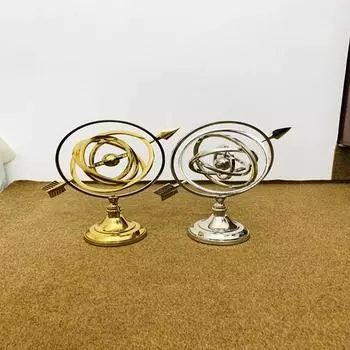 Лот из 2 шт. Алюминиевые армиллярные золотые и серебряные настольные сферические глобусы Армиллярный морской 27,94 см декоративный глобус ручной работы